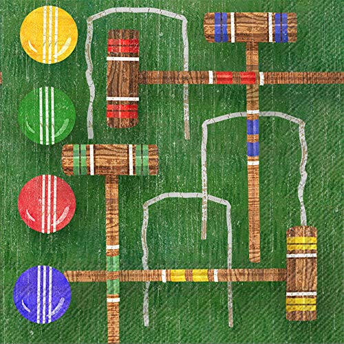 Boston International IHR Lunch Paper Napkins, 6.5 x 6.5-Inches, Vintage Croquet