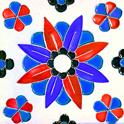 Mi Alma Backsplash Peel and Stick Tile Stickers 24 PC Set Authentic Tile Decals Bathroom & Kitchen Vinyl Wall Decals Easy to Apply Just Peel & Stick Home Decor (6x6 Inch, Retro Flower V24)