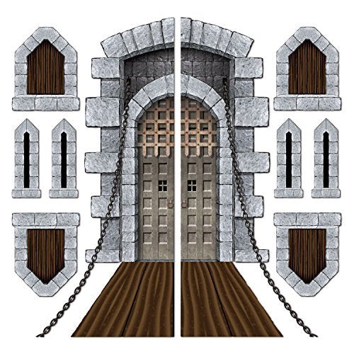 Beistle Printed Castle Door and Window Props, 16" to 5' 4", 9 Pieces In Package
