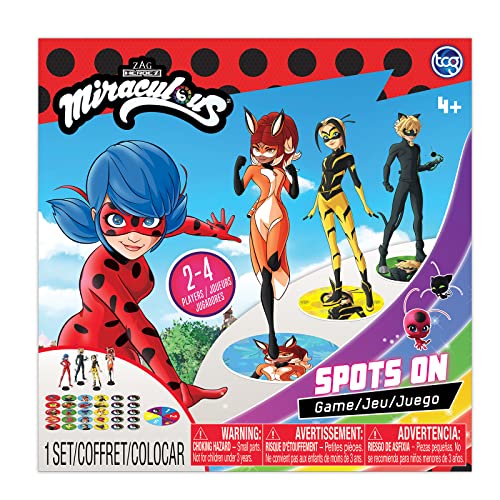 UPD TCG Toys Miraculous Ladybug - Spots On Game - Help Ladybug, Cat Noir, Rena Rogue and Queen Bee Save The City! Great Easter Basket Stuffers for Boys and Girls