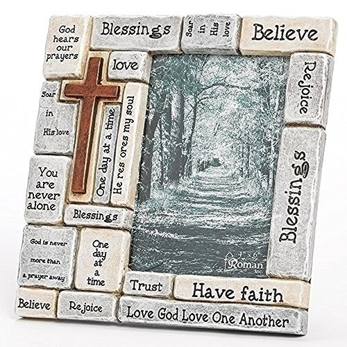 Roman Faith-Filled Sentiments Crossword 8 x 8.25 Resin Stone Vertical Photo Frame