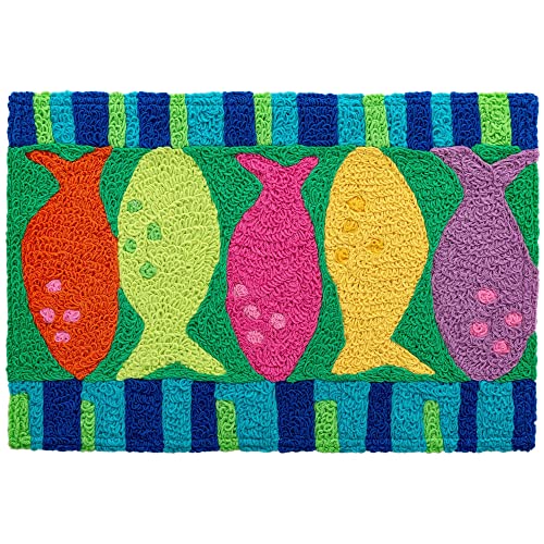 Home Comfort Watercolor Fish Jellybean Accent Rug with Fish Coastal Rug 20"x30" Doormat