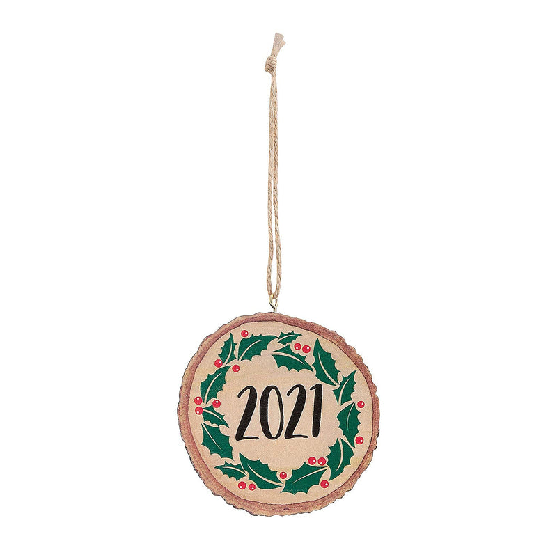 Fun Express 2021 Wood Slice Ornaments - Home Decor - 12 Pieces
