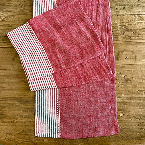 Park Hill Collection EAW06030 Linen Kitchen Table Runner, 72-inch Length (Red)