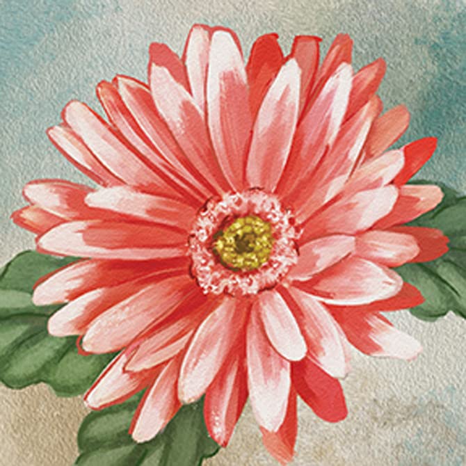 Carson Home Gerbera House Coaster, 4-inch Square, Set of 4