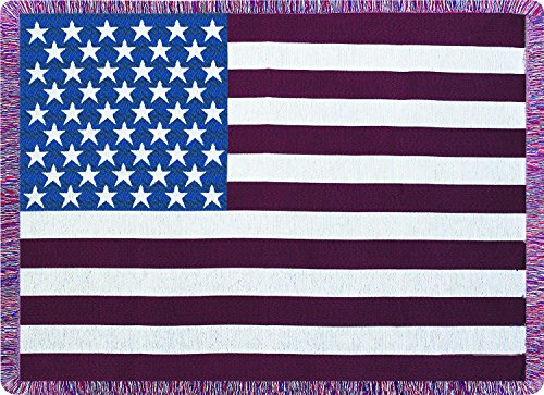 Manual Woodworkers and Weavers ASST23 Stars and Stripes Tapestry Throw Blanket Fashionable Jacquard Woven 50 X 60 in.