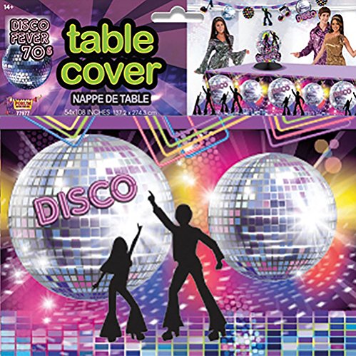 Forum Novelties X77977 Disco Party Table Cover, Multi-Colour, One Size