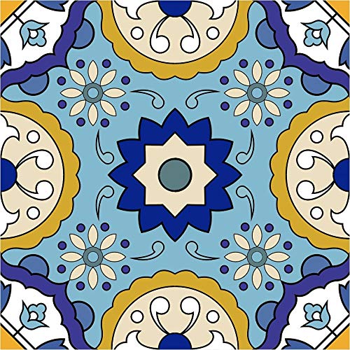 Mi Alma Backsplash Peel and Stick Tile Stickers 24 murals PC Set Tile Decals Bathroom & Kitchen Vinyl Wall Decals Easy to Apply Just Peel & Stick Home Decor (8x8 Inch, Yellow Blue C42)