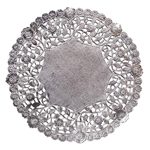 Hygloss Products 8 Inch Silver Foil Doilies - Round Doilies Made in the USA, 12 Pack