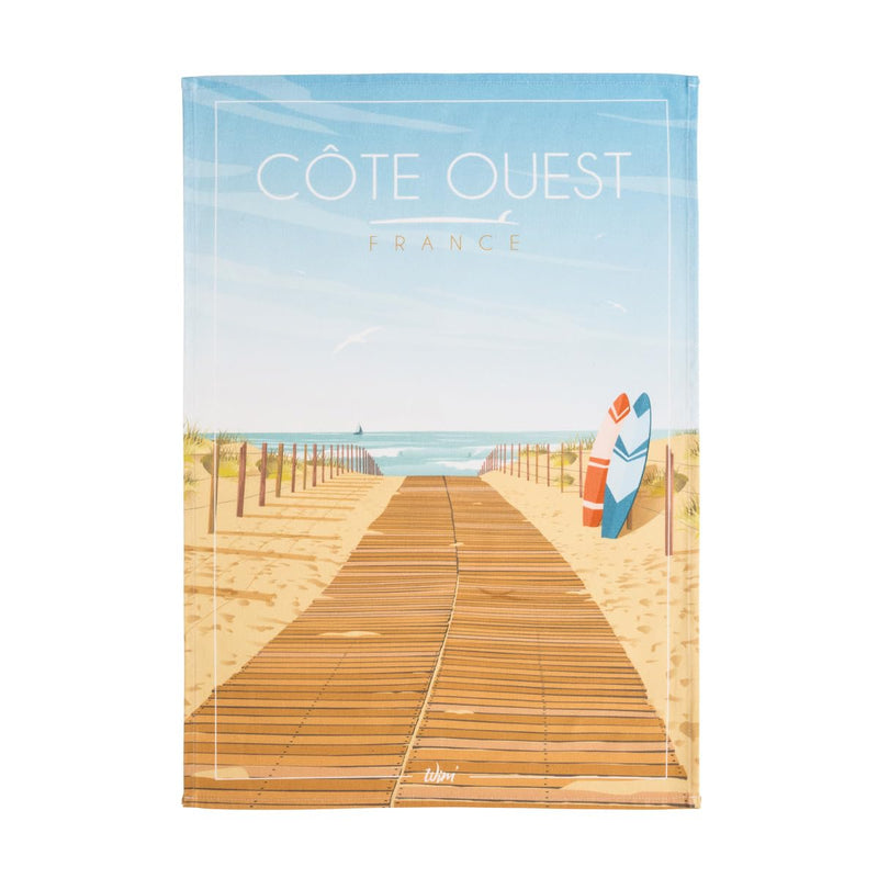 Coucke French Cotton Digitally Printed Tea Towel, WIM’, Western Coast, 20-Inches by 30-Inches, Multi-Colored, 100% Cotton