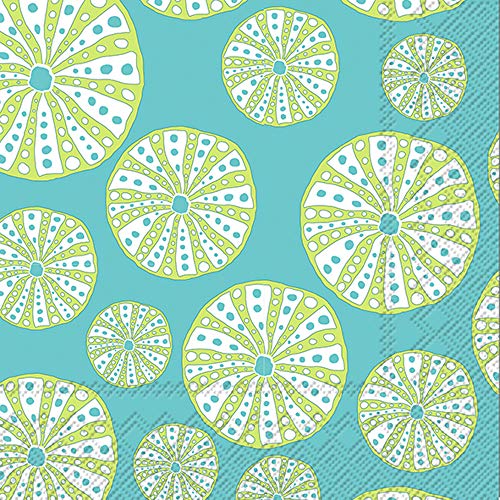 Boston International IHR Cocktail Beverage Paper Napkins, 5 x 5-Inches, Turquoise Urchin