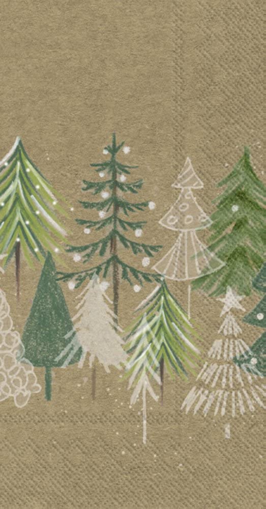 IHR Ideal Home Range Dinner Disposable 3-Ply Paper Guest Towels Buffet Napkins, 8.5" 4.5", Green Xmas Trees White Green