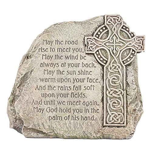 Roman Celtic Cross Garden Stone - Irish Blessing