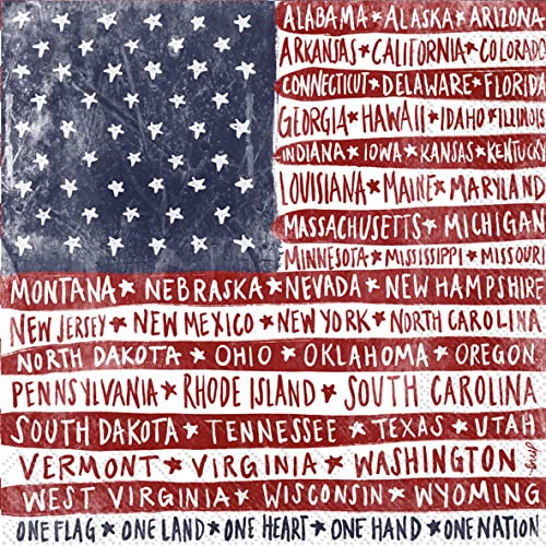 Boston International IHR 3-Ply Paper Napkins, 20-Count Cocktail Size, One Flag One Nation