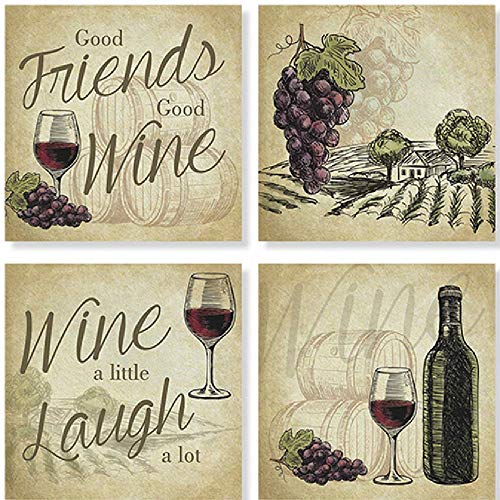 Carson Wine Vineyard Square House Coaster Set