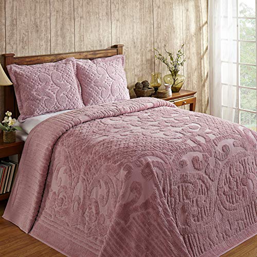 Better Trends Ashton Collection is Super Soft and Light Weight in Medallion Design 100 Pecent Cotton Tufted Unique Luxurious Machine Washable Tumble Dry, Twin Bedspread, Pink
