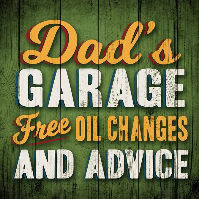 Carson Home Dad's Garage House Coaster, 4-inch Square, Set of 4