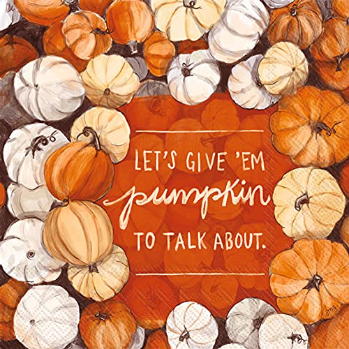 Boston International IHR 3-Ply Cocktail Beverage Paper Napkins, 5 x 5-Inches, Pumpkin To Talk About