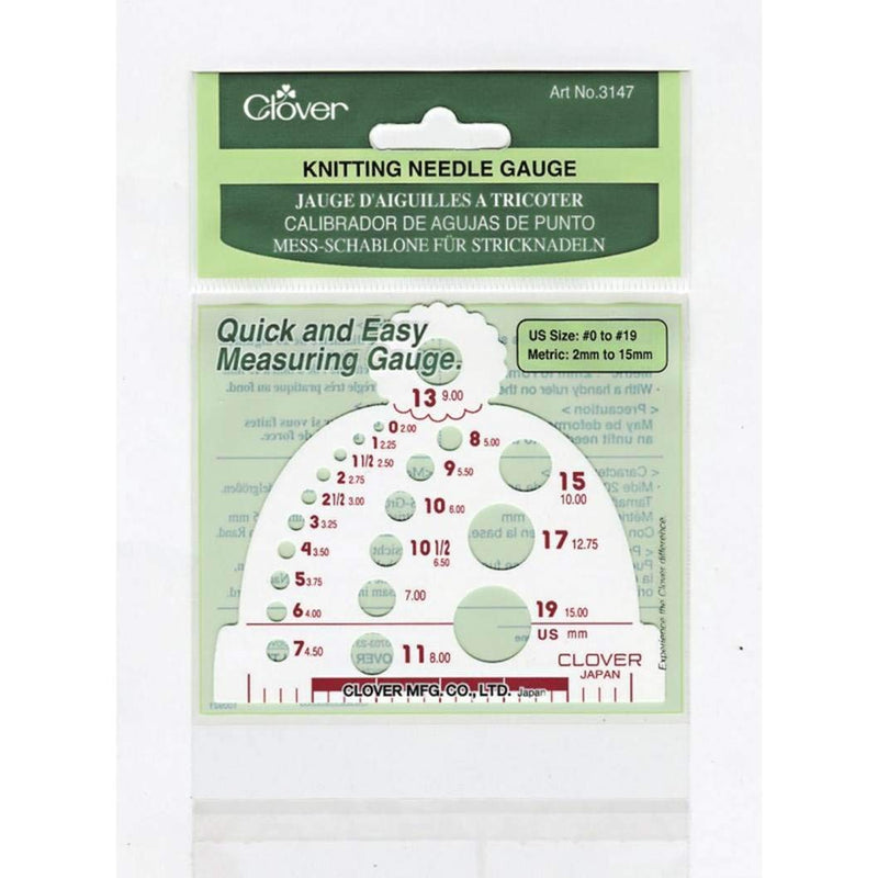 Clover Knitting Needle Gauge, 0 to 19 (2mm to 15mm) Sizes