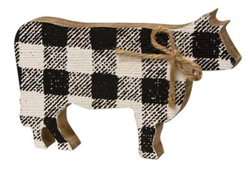 Buffalo Plaid Cow Sitter | 6x4 inch | Country Decor