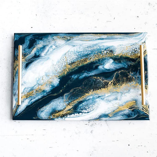 Lynn & Liana Designs Acrylic Tray Sapphire Sky, 18-inch Length, 12-inch Width, Serving Tray, Kitchen