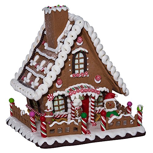 Kurt Adler 10" Battery-Operated Claydough LED Gingerbread House Tablepiece