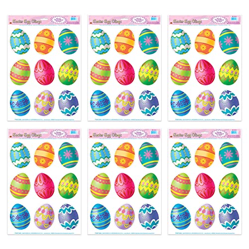 Beistle , 6 Sheets Easter Egg Window Clings, 12" x 17" sheet