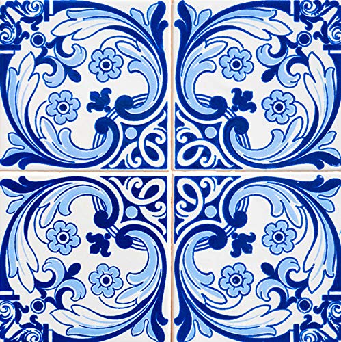 Mi Alma Backsplash Peel and Stick Tile Stickers 24 PC Set Authentic Tile Decals Bathroom & Kitchen Vinyl Wall Decals Easy to Apply Just Peel & Stick Home Decor (6x6 Inch, Retro Blue H13)