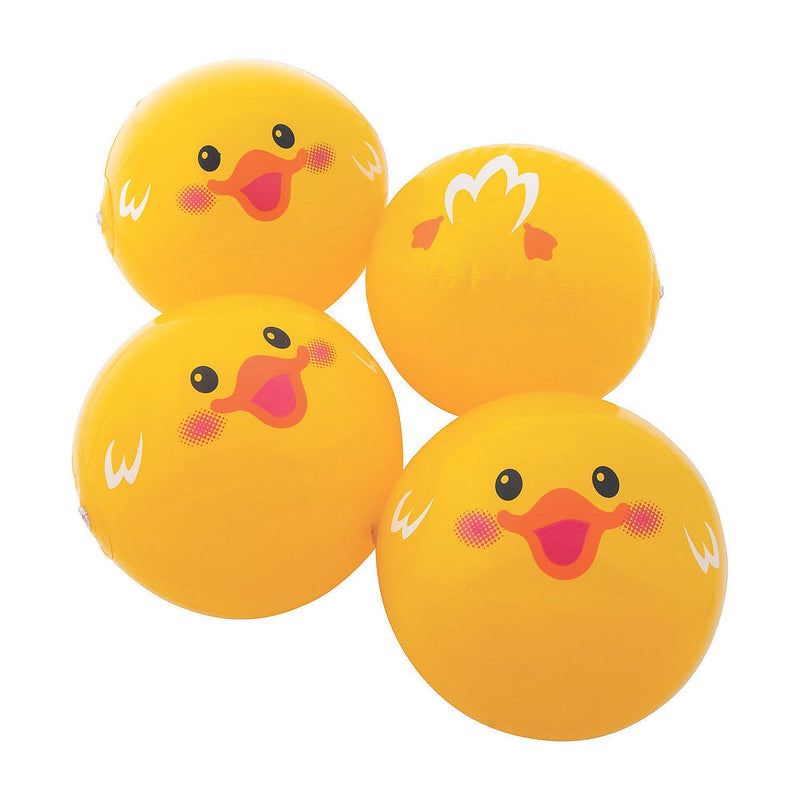 Fun Express Rubber Duck Beach Balls, Set of 12 - Each is 11 Inch - Rubber Ducky Party Decorations