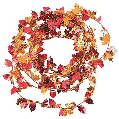 Fun Express Fall Leaves Foil Garland (11 feet long) Fall Decor
