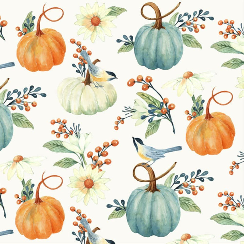 IHR Ideal Home Range Party Disposable 3-Ply Paper Lunch Napkins, 6.5" x 6.5", Pumpkin Floral