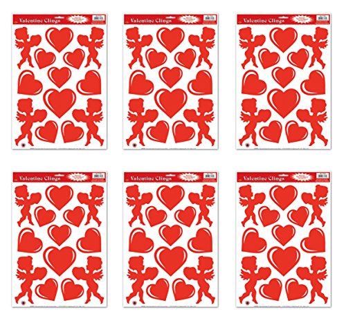 Beistle , 6 Sheets Heart & Cupid Clings, 12&