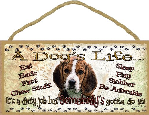 Blackwater Trading Beagle A Dog's Life It's A Dirty Job Pet Dog Sign Plaque 5"x10" Funny