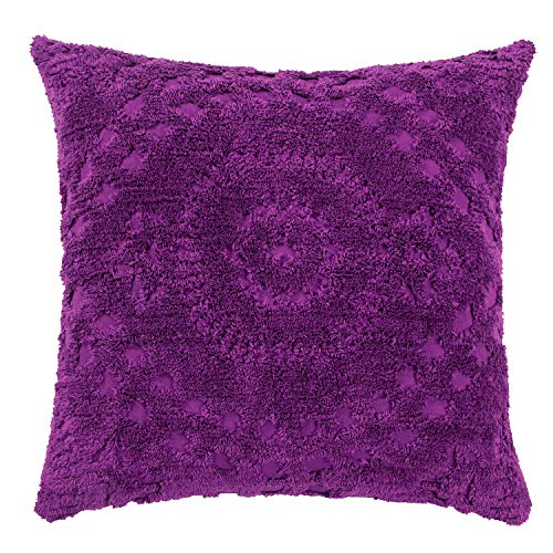 Better Trends Rio Collection is super soft and light weight in Floral Design 100 Percent Cotton Tufted Unique Luxurious Machine Washable Tumble Dry, Euro Sham, Plum
