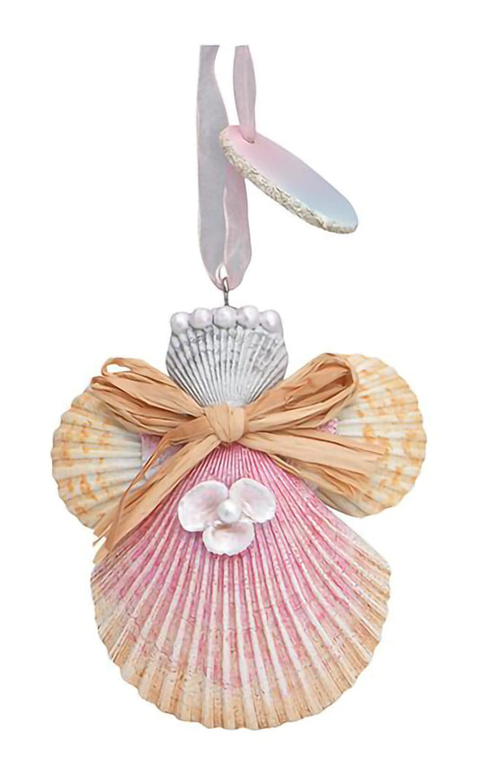 Cape Shore Christmas Resin Ornament, Shell Angel, Holiday Tree Decoration, Home Collection