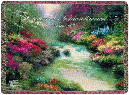 Manual Thomas Kinkade 50 x 60-Inch Tapestry Throw with Verse, Beside Still Waters