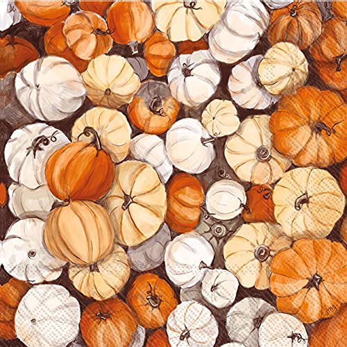 Boston International IHR 3-Ply Lunch Paper Napkins, 6.5 x 6.5-Inches, Pumpkins Galore