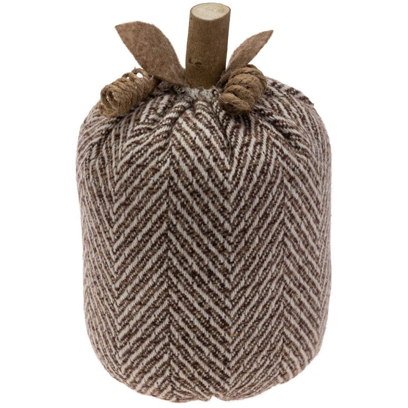 Boston International Plush Pumpkins Fall & Autumn Tabletop Shelf D√©cor, 7" Tall, Umber Chevron