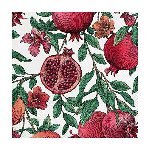 Abbott Collection  88-C-123300 Cocktail Pomegranate Napkins. 20 Pack, Red/Green
