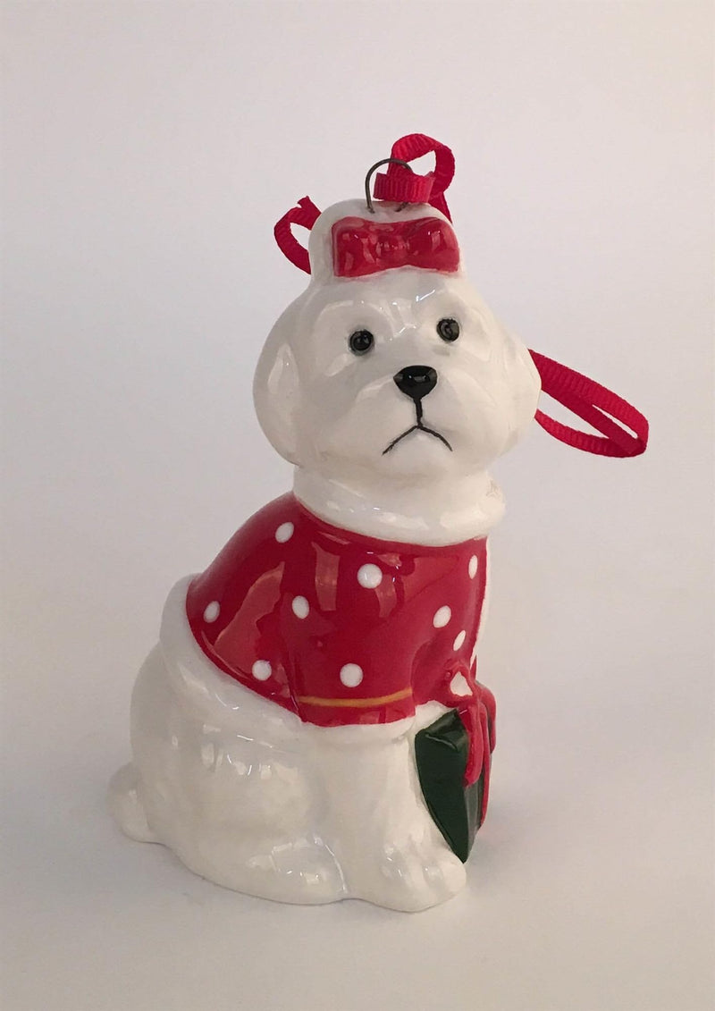 Blue Sky Clayworks White Maltese Dog Ornament, Multicolor, Pet, Gift, Kitchen, Tabletops