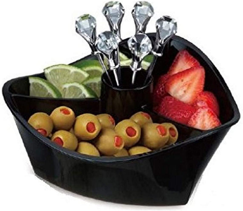 Prodyne Happy Hour Black with Clear Diamond Head Martini Picks Garnish Server (Set of 6), Clear