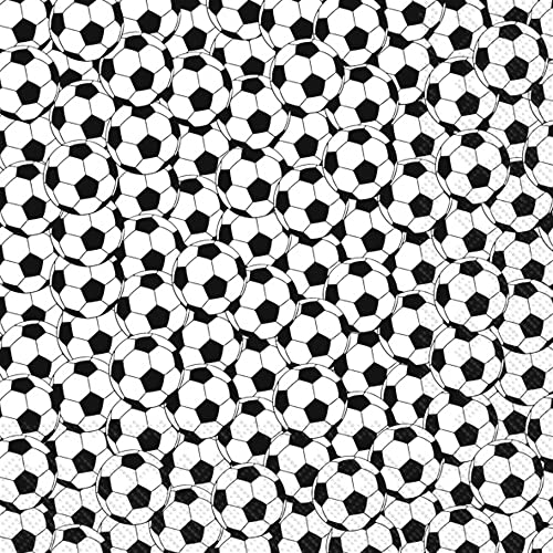 Boston International IHR 3-Ply Paper Napkins, 20-Count Cocktail Size, Soccer Black