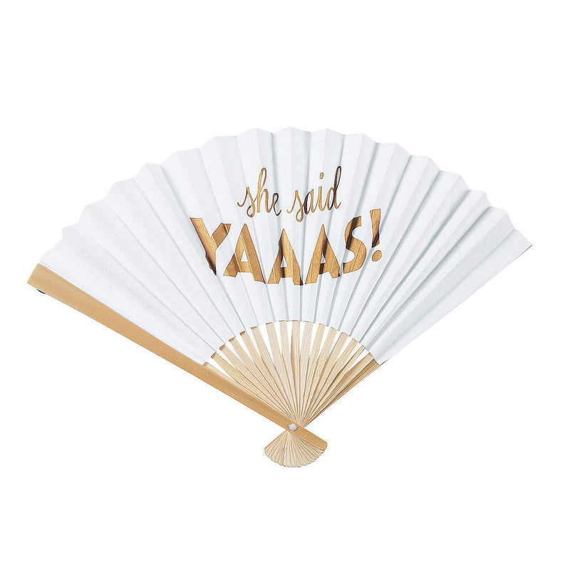 Fun Express She Said Yas Folding Hand Fans -Wedding, Engagement and Bachelorette Party Supplies - 12 Pieces