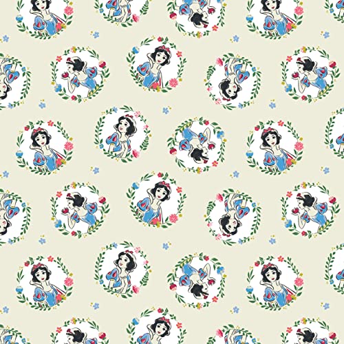 Camelot Crafts 2 Yards Quilting Cotton for Sewing ‚Äì Disney Snow White Collection -Snow White Wreaths- Color Cream - 100% Cotton - Soft, Decorative Material - Pre-Cut 44-45 Inches Wide by Camelot Fabrics