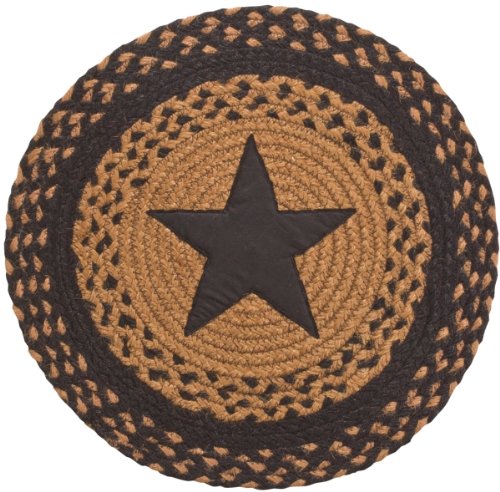 IHF Rugs Black Star 15" Diameter Braided Accent Mat