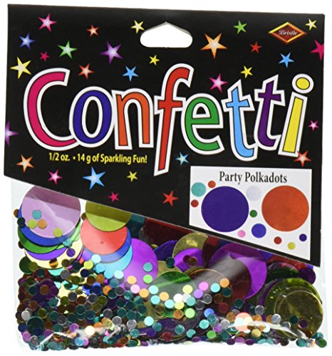 Beistle Polka Dots Assorted Sizes Cutout Plastic Confetti, 1 Pack, Multicolored