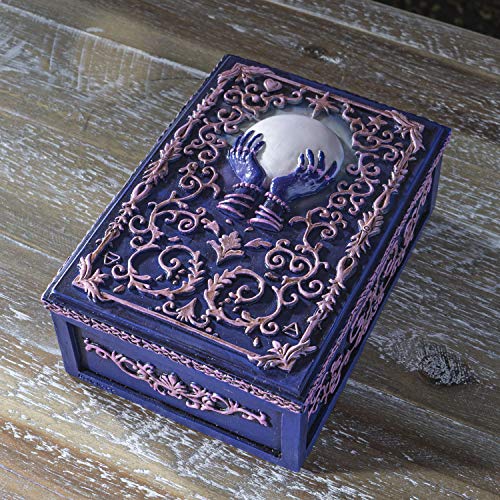 Pacific Trading Giftware Fortune Telling Crystal Ball Design Sculptural Tarot Box Jewelry Trinket Keepsake Fengshui Lucky Talisman Home Accent Decor 5.25"L