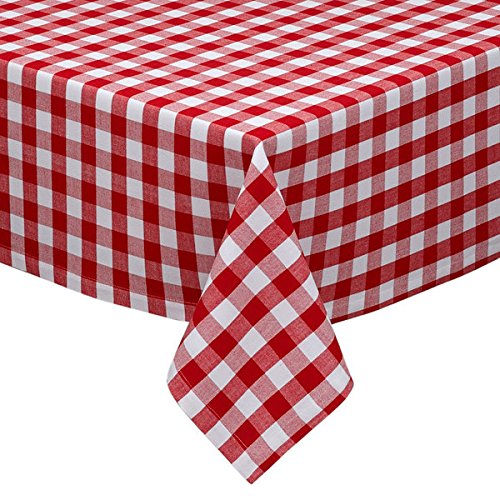 DII Design Imports 52" Square Checkers Tablecloth in Tango and White