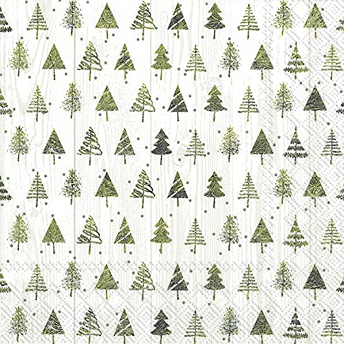 Abbott Collection  89-LPN-DP-722 Luncheon Wood & Trees Napkins. 20 Pack, White/Green