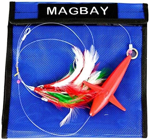 MagBay Lures Red Daisy Chain Tuna Feather Teaser with Bird - Offshore Fishing Trolling Lure